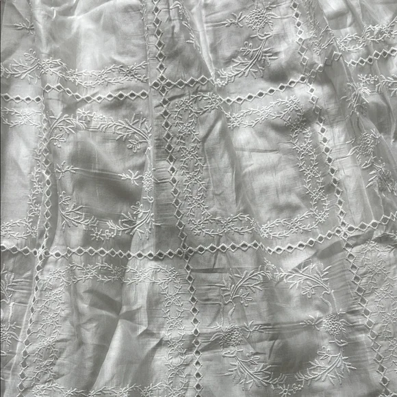 ELSA White Eyelet Panel A-Line Midi Skirt - Picture 3 of 11